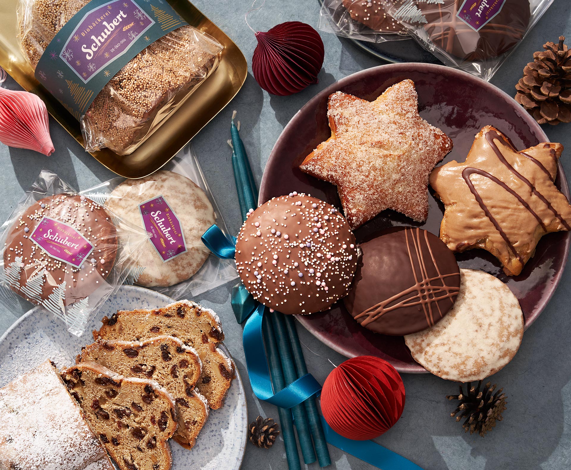 Feine Elisenlebkuchen, Bratapfelstern, Stollenstern, Dinkelstollen